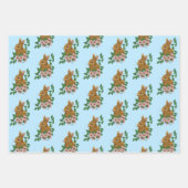 Feuille De Papier Cadeau Lapin Lapin Fleurs Roses (Devant)