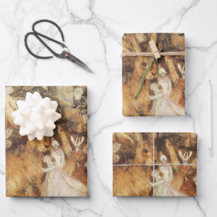Feuille De Papier Cadeau Lapin parmi les fées, Contes de fées vintage