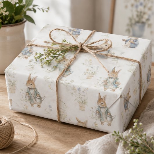 Feuille De Papier Cadeau Lapin vintage