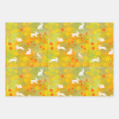 Feuille De Papier Cadeau lapins blancs dans une prairie (Devant)