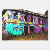 Feuille De Papier Cadeau L'art urbain abandonné Graffiti Building (Devant 2)