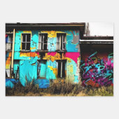 Feuille De Papier Cadeau L'art urbain abandonné Graffiti Building (Devant)