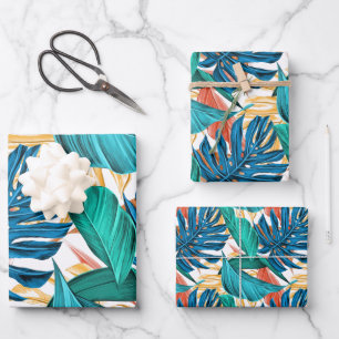 Feuille De Papier Cadeau L'automne du feuillage tropical laisse un beau th