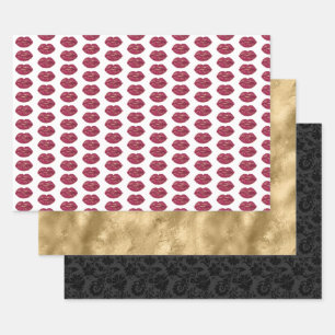Feuille De Papier Cadeau Lavage de mariage aux lèvres rouges
