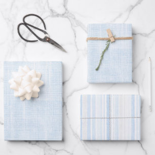Feuille De Papier Cadeau Lavande Faux Lin Rayures Baby Shower