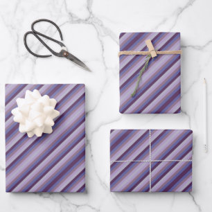 Feuille De Papier Cadeau Lavande Magenta Bleu Violet Rayure Raisin Coloré