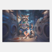 Feuille De Papier Cadeau Lave-linge - Selfie avec un Raccoon géant (Devant 2)