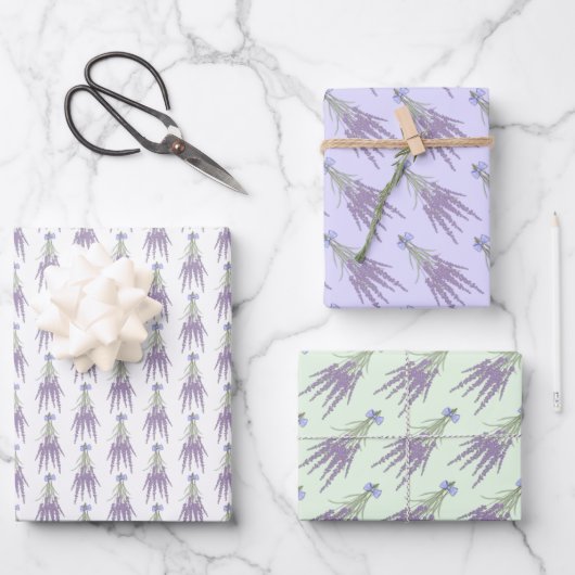 Feuille De Papier Cadeau Lavender Herb Flower Bund Motifs (Recto)