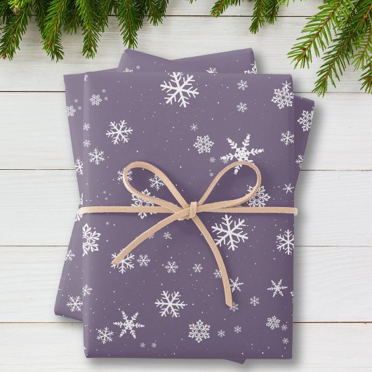 Feuille De Papier Cadeau Lavender Snowflake neige hiver Noël