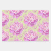 Feuille De Papier Cadeau Lavish Peony sur vert pâle (Devant)