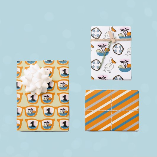 Feuille De Papier Cadeau Le Big One Tropical Beach Premier Anniversaire