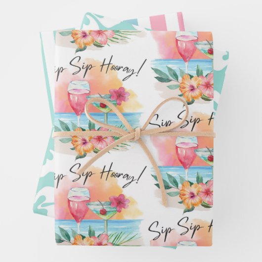 Feuille De Papier Cadeau Le bord de mer Sippin' | Plage tropicale Hibiscus  (En situation)