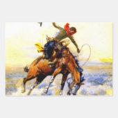Feuille De Papier Cadeau "Le Bucker" Western Art de Charles M Russell (Devant 3)