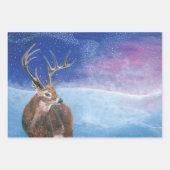 Feuille De Papier Cadeau Le Cerf rouge Cervus elaphus et paysage hivernal (Devant)