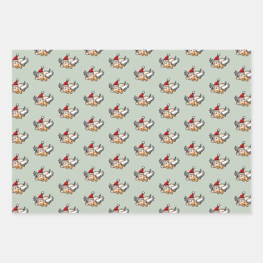 Feuille De Papier Cadeau Le cochon volant de Noël (Devant)