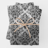 Feuille De Papier Cadeau Le Damas noir et l'argent (En situation)