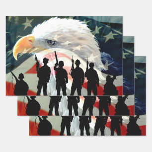 Feuille De Papier Cadeau Le drapeau américain du soldat américain