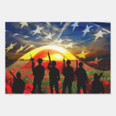 Feuille De Papier Cadeau Le drapeau américain du soldat américain (Devant 2)