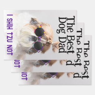 Feuille De Papier Cadeau Le meilleur chien papa Shih Tzu Pas de Fête des pè