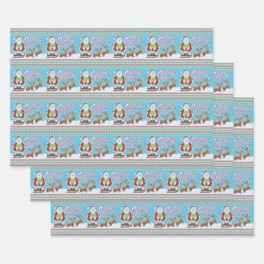 Feuille De Papier Cadeau Le Père Noël clignote dans la neige (Lot)