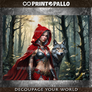 Feuille De Papier Cadeau Le Petit Chaperon Rouge peut se charger du loup -