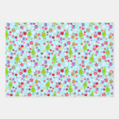 Feuille De Papier Cadeau Le Petit Pouce | Bleu Snowflake Patte de Noël (Devant 2)