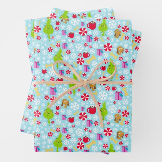 Feuille De Papier Cadeau Le Petit Pouce | Bleu Snowflake Patte de Noël (En situation)