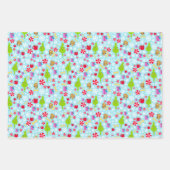 Feuille De Papier Cadeau Le Petit Pouce | Bleu Snowflake Patte de Noël (Devant)