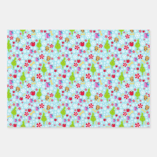 Feuille De Papier Cadeau Le Petit Pouce | Bleu Snowflake Patte de Noël (Devant)