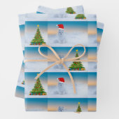 Feuille De Papier Cadeau Le renard arctique fête Noël (En situation)