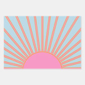 Feuille De Papier Cadeau Le Soleil 02 Retro Soleil Rose Et Bleu Soleil (Devant 2)