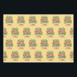 Feuille De Papier Cadeau Le Typographe du Magic Christmas<br><div class="desc">Envelopper les feuilles avec une jolie illustration. Texte dit Croire à la magie en lettres fantaisistes. Décoré de boules de noël.</div>