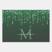 Feuille De Papier Cadeau Lecteurs de Parties scintillant verte personnalisé (Devant 3)