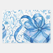 Feuille De Papier Cadeau L'élégance bleue de la Marine (Devant 3)