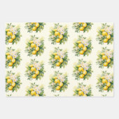 Feuille De Papier Cadeau Lemon Bouquet with White Blossoms Pattern (Devant 3)