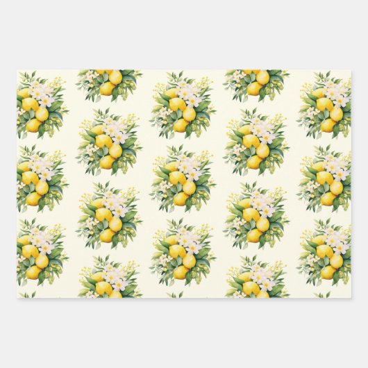 Feuille De Papier Cadeau Lemon Bouquet with White Blossoms Pattern (Devant 2)