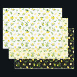 Feuille De Papier Cadeau Lemons and Foliage Pattern<br><div class="desc">These fun and whimsical wrapping paper sheets are versatile and can be used for giving gifts or art and craft projects. They are ideal for any occasion such as birthdays,  weddings,  bridal showers,  baby showers,  anniversaries or general gifts. The design features watercolor citrus lemons and foliage.</div>