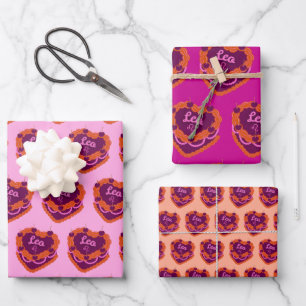 Feuille De Papier Cadeau Leo Zodiac Coquette Coeur gâteau d'anniversaire