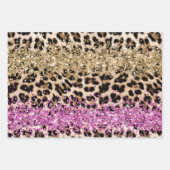 Feuille De Papier Cadeau Léopard animal Gold Girly rose Glitzy Parties scin (Devant)