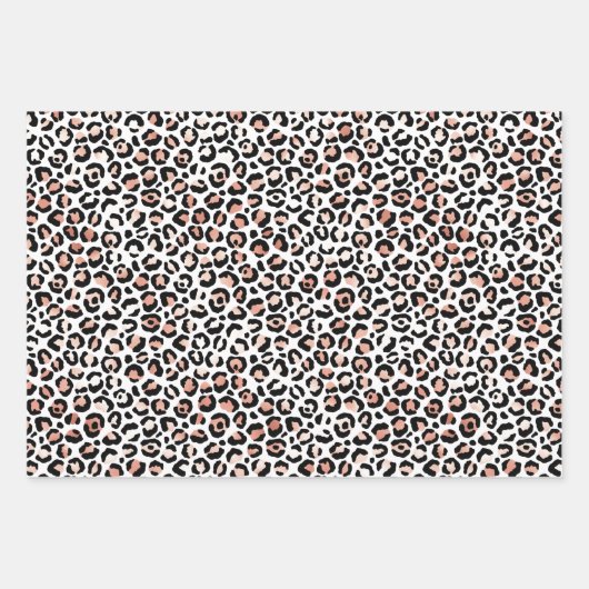 Feuille De Papier Cadeau Léopard blanc rose (Devant)