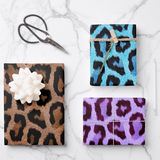 Feuille De Papier Cadeau Leopard Cheetah Animal Fur Imprimer Motif (Recto)