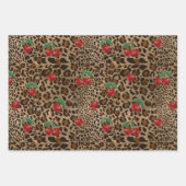 Feuille De Papier Cadeau Leopard Cheetah Animal Print Red Cherry Pattern (Devant 2)