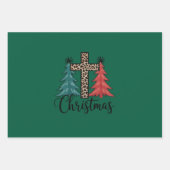 Feuille De Papier Cadeau Leopard Cross Arbres de Noël Christian (Devant)