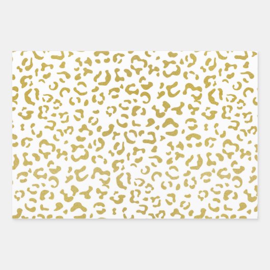 Feuille De Papier Cadeau Leopard d'or, Parties scintillant d'or, Empreinte  (Devant 3)