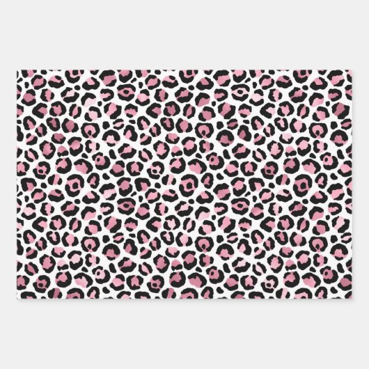Feuille De Papier Cadeau Leopard rose et or (Devant)