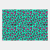 Feuille De Papier Cadeau Léopard Turquoise jaune vert (Devant 3)