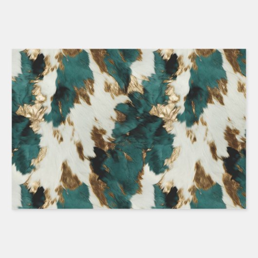 Feuille De Papier Cadeau Léopard vert blanc (Devant 2)