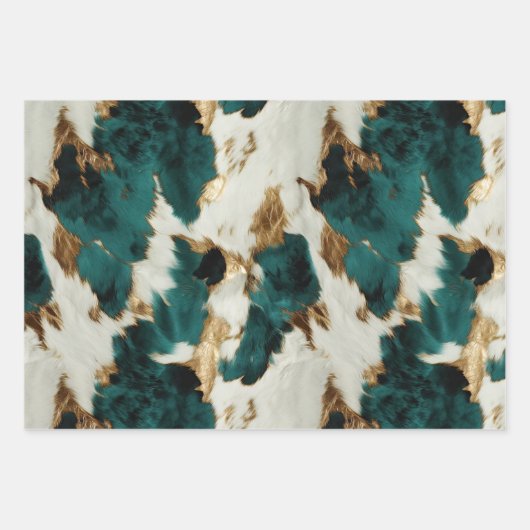 Feuille De Papier Cadeau Léopard vert blanc (Devant)