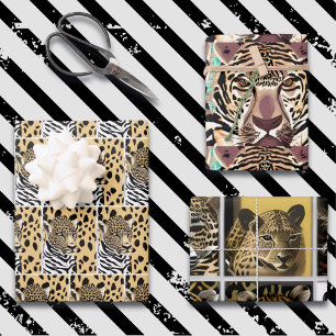 Feuille De Papier Cadeau Leopard, Zebra et Giraffe Imprimer Anniversaire