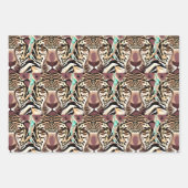 Feuille De Papier Cadeau Leopard, Zebra et Giraffe Imprimer Anniversaire (Devant 2)